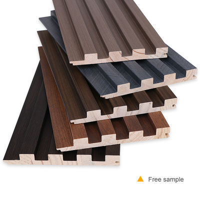 Solid Wood Grille Grooved WPC Fluted Panel Exterior OEM ODM