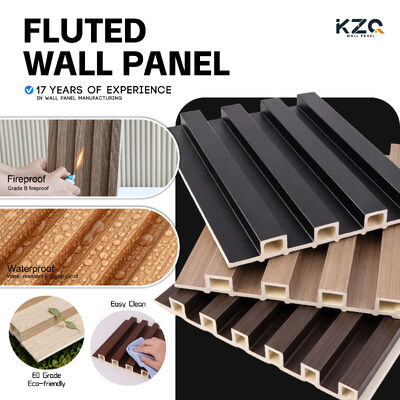Modern Fluted WPC Interior Wall Panel Waterproof Fireproof for Bedroom Villa
