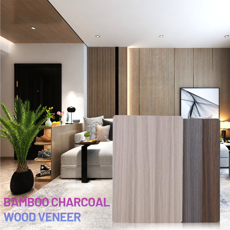 Bamboo Charcoal Wood Veneer PVC Wall Panel Wood Grain 1220*2440mm Wall Board