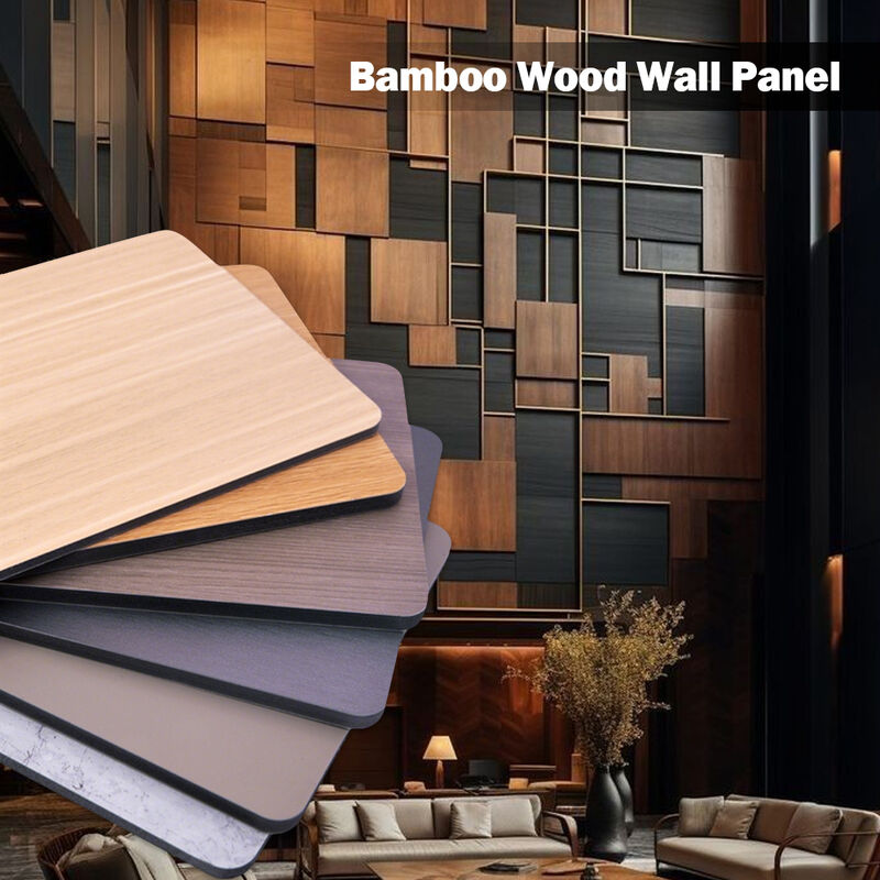 Fireproof Bamboo Charcoal Wood Veneer Wall Panel 5mm 8mm Carbon Crystal Plate Hotel Villa Interior Wall Decorative Panel