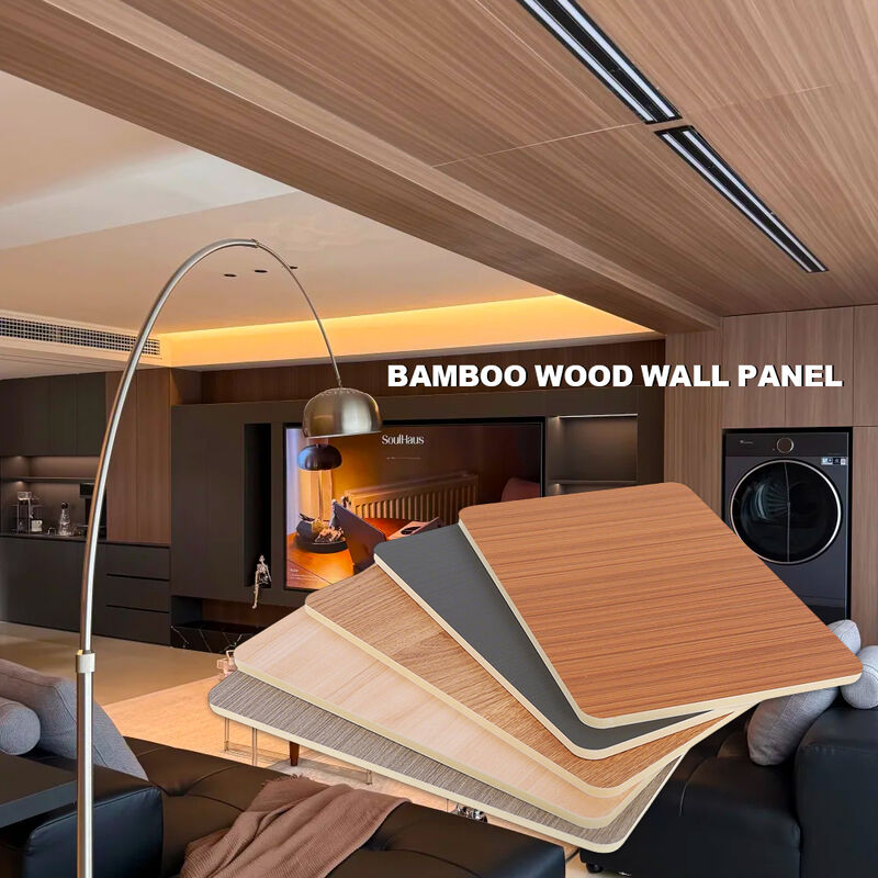 Bamboo Charcoal Wood Veneer Interior Decorative Panels PVC Background Wall Board PVC Wall Panels For Hotel Office Suspended Ceilings